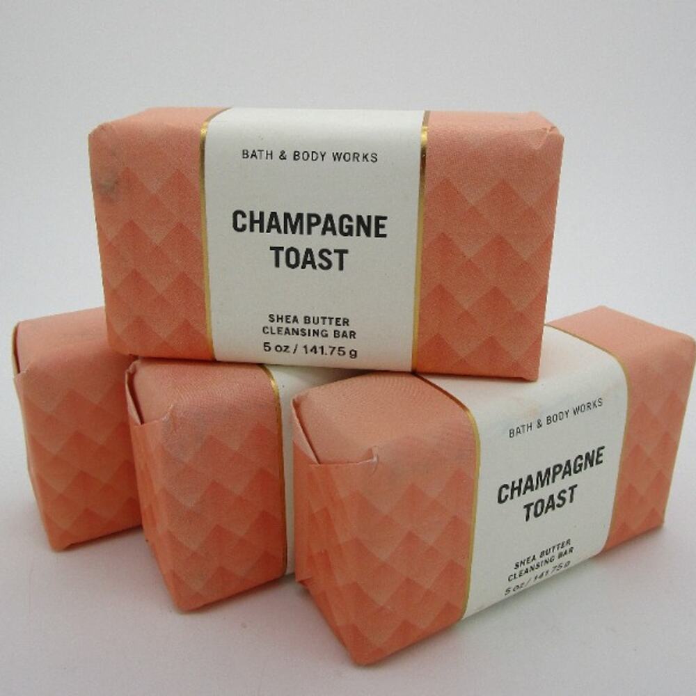 Lot of 4 - Bath & Body Works CHAMPAGNE TOAST Shea Butter Cleansing Bar NEW